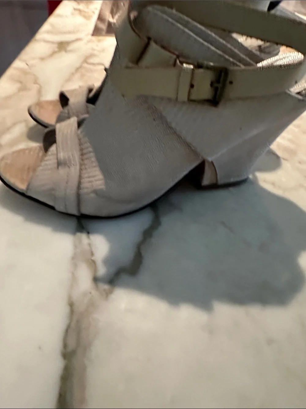 Zero + Maria Cornejo Cream Textured Wedge Sandals with Ankle Strap